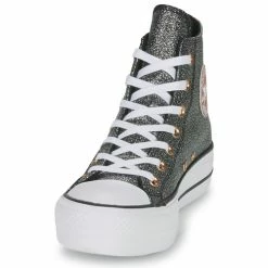 Converse - Chuck Taylor All Star Lift Forest Glam Hi Noir 10 Converse - Chuck Taylor All Star Lift Forest Glam Hi Noir -Bottines / Boots Femme Soldes 22654928 500 C