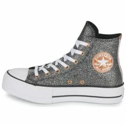 Converse - Chuck Taylor All Star Lift Forest Glam Hi Noir 11 Converse - Chuck Taylor All Star Lift Forest Glam Hi Noir -Bottines / Boots Femme Soldes 22654928 500 D